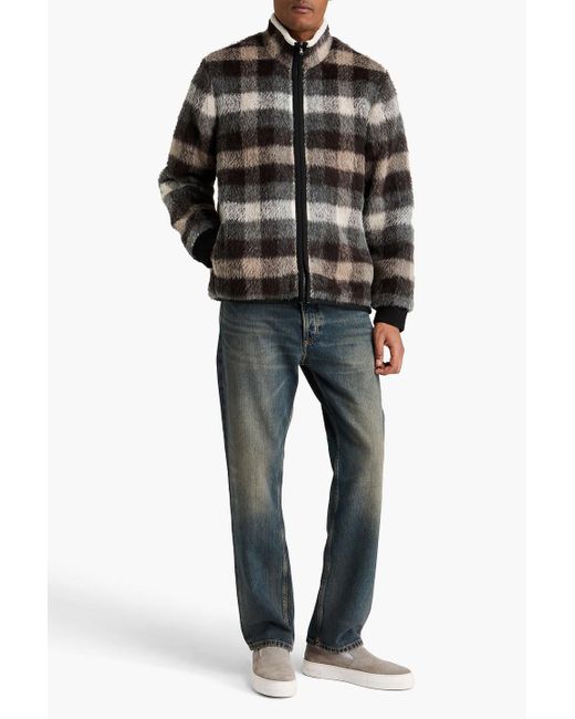 James Perse Black Brushed Checked Teddy Fleece Jacket for men
