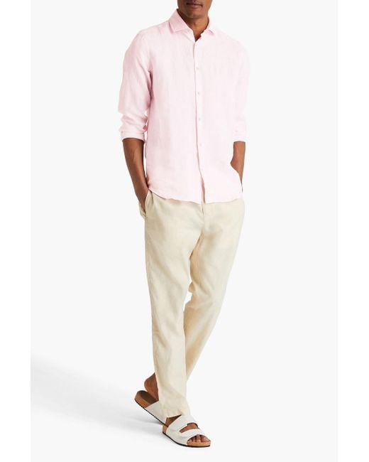 Frescobol Carioca Pink Antonio Linen Shirt for men