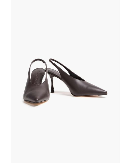 STUDIO AMELIA Gray Razor 90 Leather Slingback Pumps