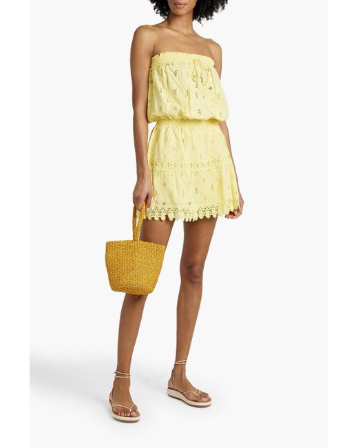 Melissa Odabash Strandkleid aus baumwolle mit lochstickerei und raffung in  Gelb | Lyst DE