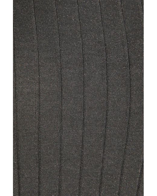 Brunello Cucinelli Gray Rollkragenpullover aus einer gerippten kaschmirmischung mit metallic-effekt