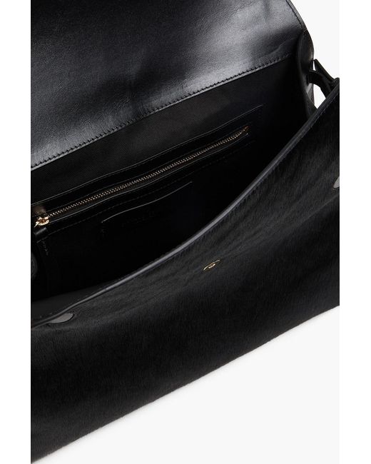 Loulou de Saison Black Sienna Calf Hair And Leather Shoulder Bag