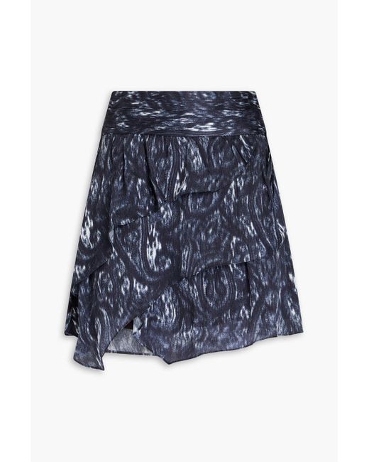 IRO Blue Zully Crinkled Silk Crepe De Chine Mini Skirt