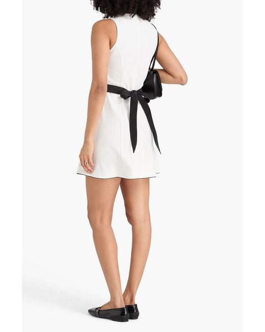 Claudie Pierlot White Belted Cotton-blend Mini Shirt Dress