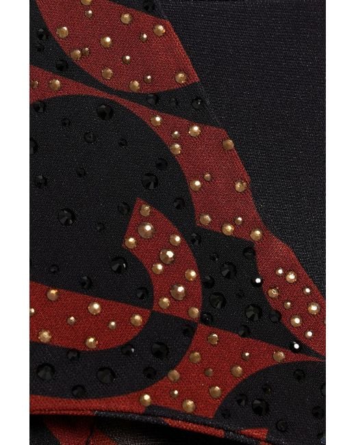 Camilla Red Crystal-Embellished Printed Stretch-Jersey Midi Shirt Dress