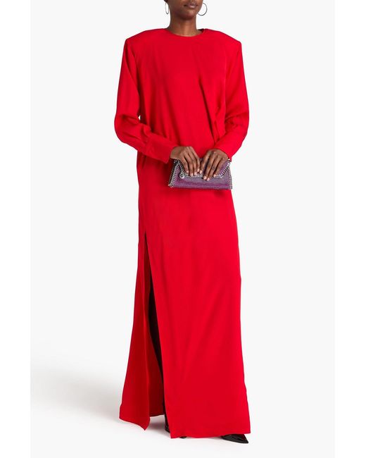 Stella McCartney Red Pleated Crepe Maxi Dress