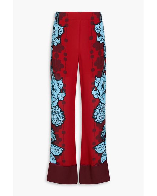 Borgo De Nor Red Havana Printed Crepe Straight-leg Pants