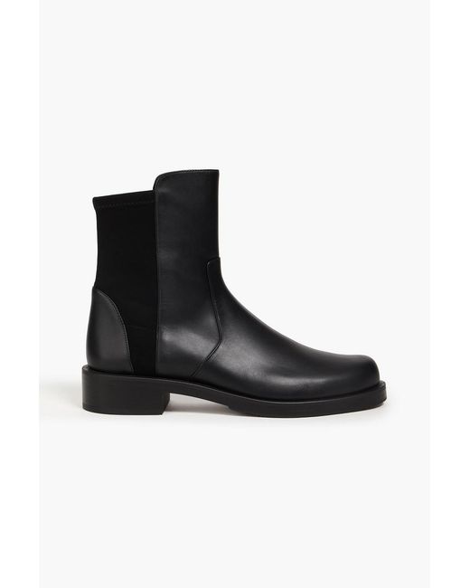 Stuart Weitzman Black Microstretch And Leather Ankle Boots