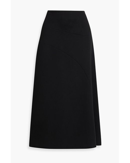 Victoria Beckham Black Draped Crepe Midi Skirt