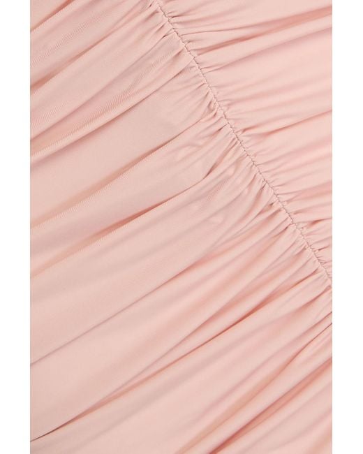 Alex Perry Pink Ruched Stretch-jesey Midi Dress