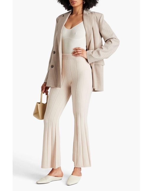Joseph Natural Ribbed Merino Wool-blend Flared Pants