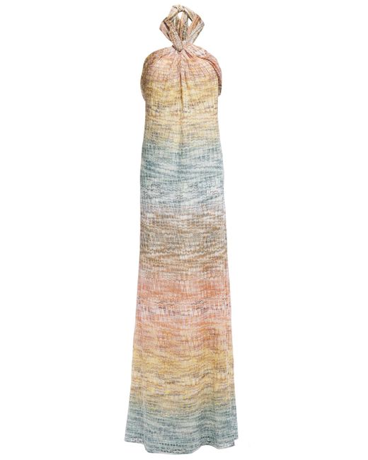 Missoni Dégradé Metallic Crochet-knit Halterneck Maxi Dress Multicolor