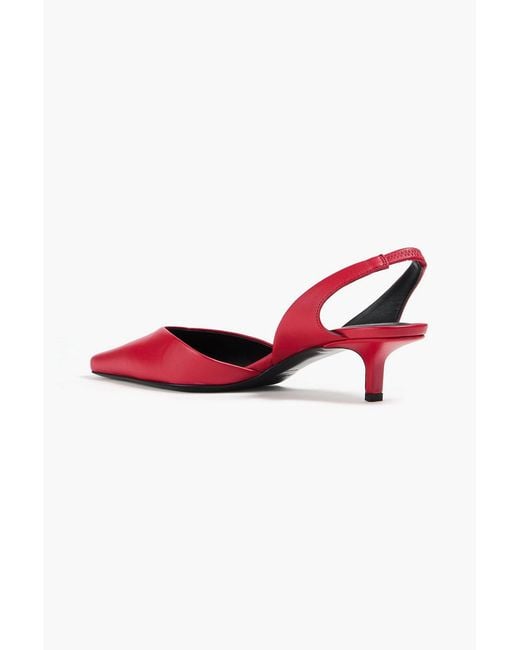 Loulou de Saison Red Akila Leather Slingback Pumps