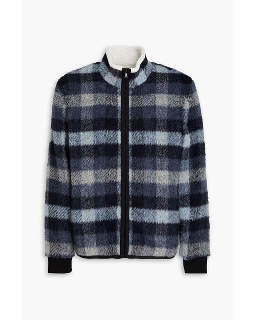 James Perse Blue Checked Teddy Fleece Jacket for men