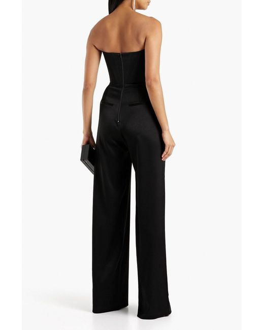 Alex Perry Black Slaine Strapless Satin-crepe Wide-leg Jumpsuit