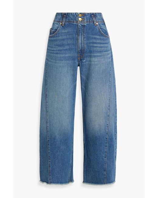 Ulla Johnson Blue Thea Cropped High-rise Wide-leg Jeans