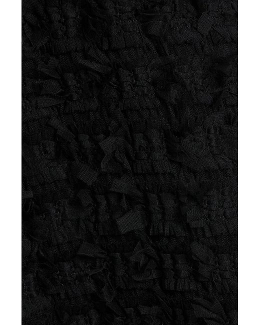 Rebecca Vallance Black Cherie Amour Cutout Fringed Stretch-tulle Midi Dress