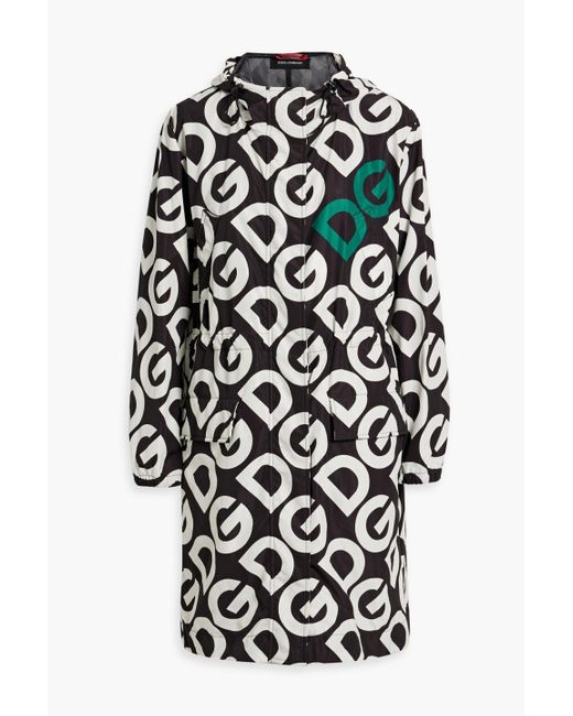 Dolce & Gabbana Black Logo-print Shell Hooded Parka