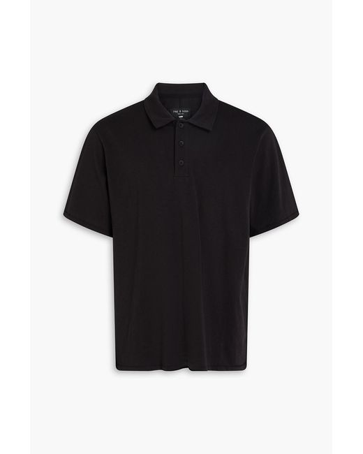 Rag & Bone Black Slub Cotton-Jersey Polo Shirt for men