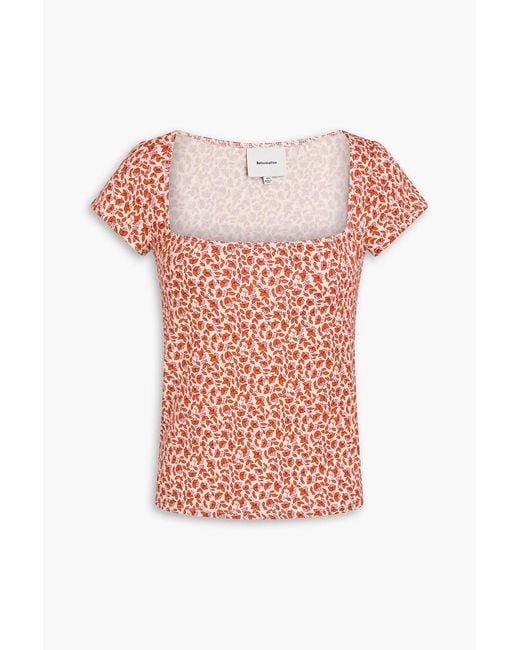 Reformation Pink Floral-print Jersey Top
