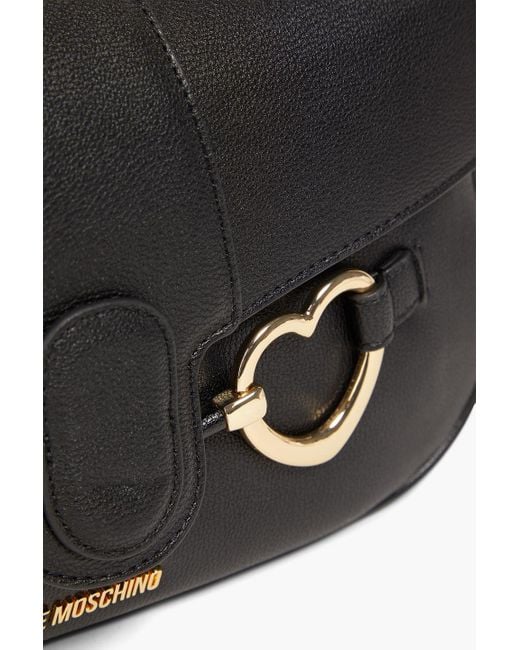 Love Moschino Black Embellished Faux Pebbled-leather Shoulder Bag