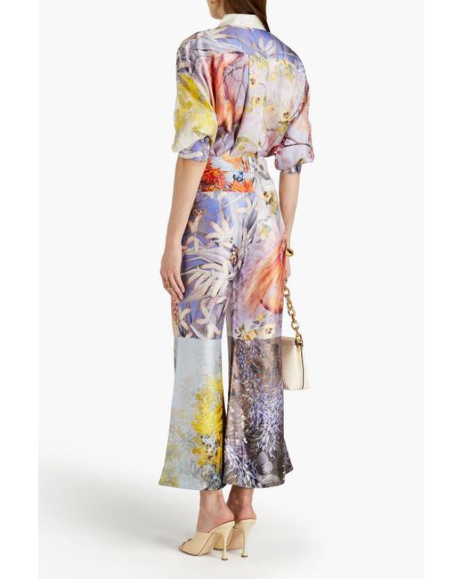 ZIMMERMANN + NET SUSTAIN Alight floral-print organic silk-satin wide-leg  pants