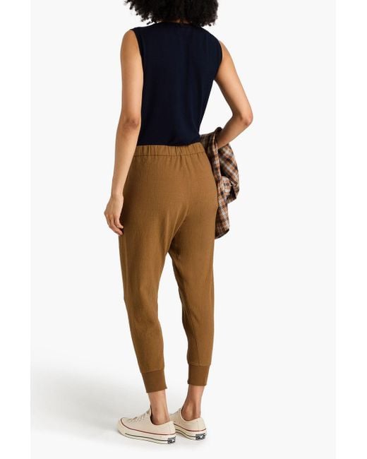 James Perse Brown Cropped Twill Track Pants