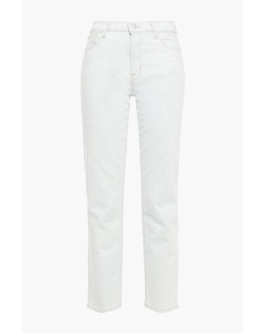 J Brand White Adele Mid-Rise Slim-Leg Jeans