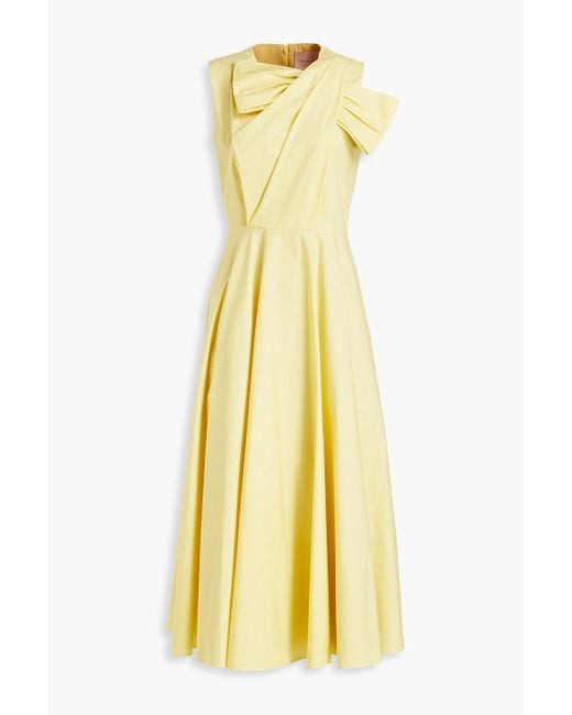 Roksanda Yellow Bow-embellished Cotton-poplin Midi Dress