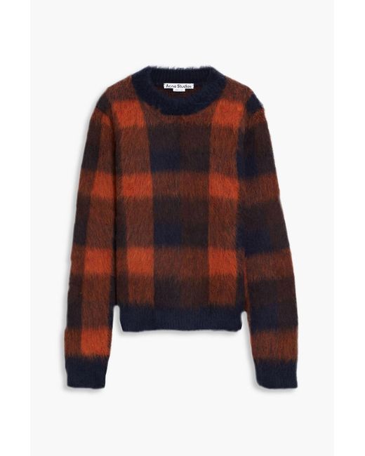 Acne Black Checked Brushed Jacquard-knit Sweater