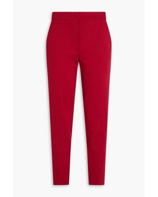 Max Mara Red Cropped Jersey Slim-Leg Pants
