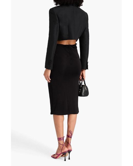 Versace Black Cutout Stretch-Jersey Midi Skirt