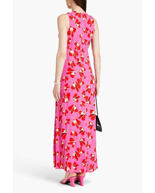Diane von Furstenberg Pink Ace Floral-print Crepe Maxi Dress
