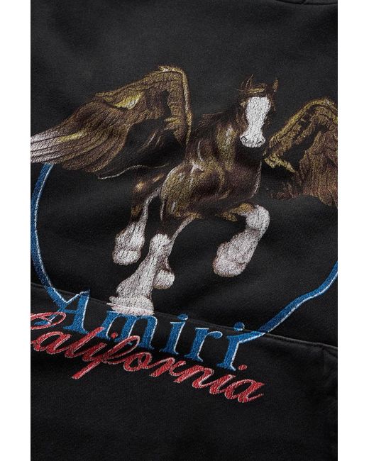 Amiri Black Distressed Logo-Print Cotton-Jersey Hoodie for men