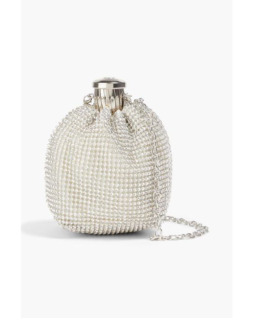 ROTATE BIRGER CHRISTENSEN White Crystal-embellished Chainmail Clutch