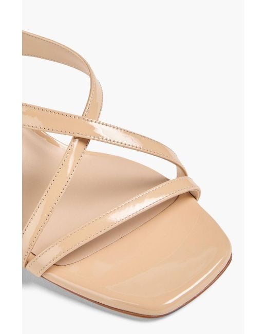 Stuart Weitzman Natural Oasis Patent-Leather Slingback Sandals