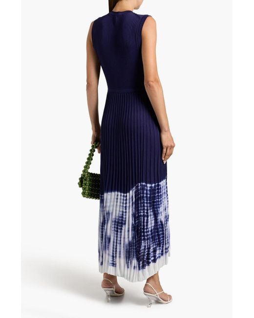Maje Tie-Dyed Ribbed-Knit Midi Dress in Blue | Lyst