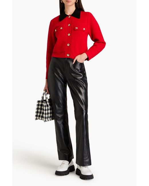 Sandro Black Leather Bootcut Pants