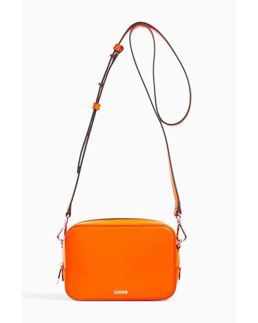 Ganni Texturedleather Shoulder Bag in Orange Lyst