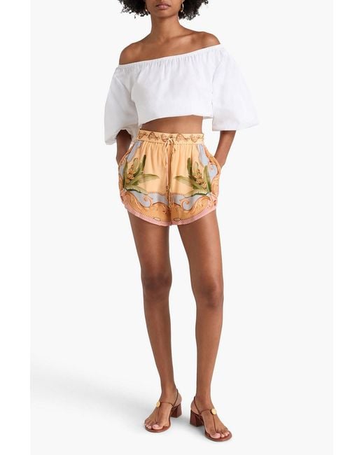 Farm Rio Natural Printed Georgette Shorts