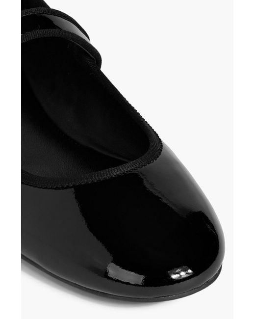 Stuart Weitzman Black Alice Patent-leather Mary Jane Flats