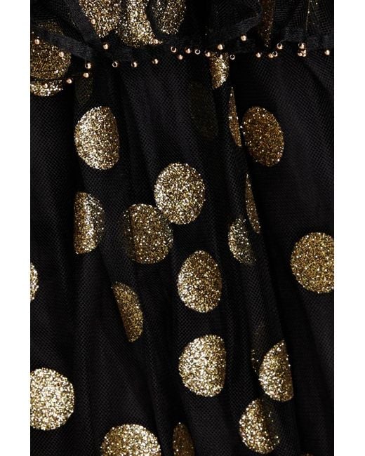 Zimmermann Black Ruffled Glittered Tulle Mini Dress