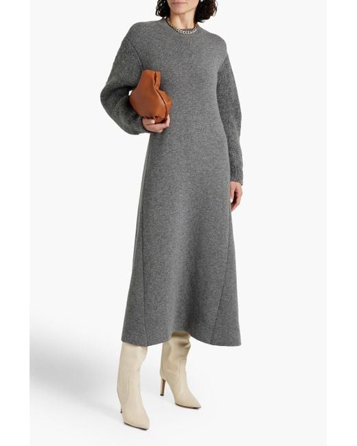 Jil Sander Gray Brushed Wool And Cashmere-blend Midi Dress