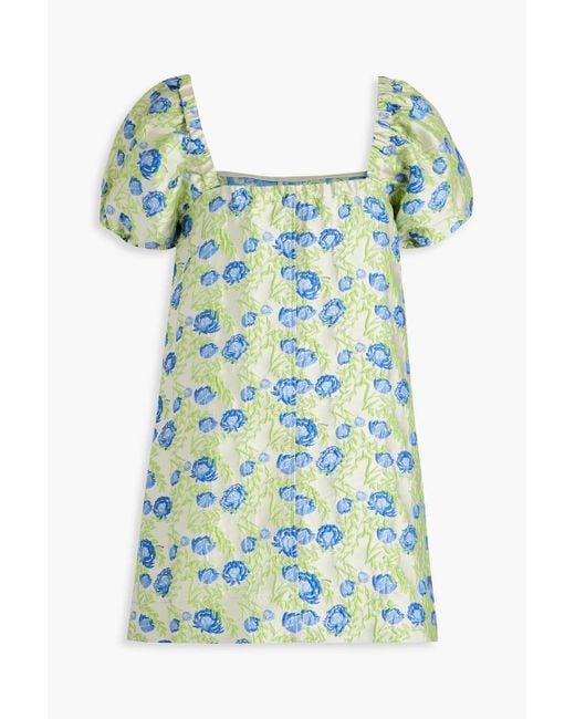 Ganni Blue Brocade Mini Dress