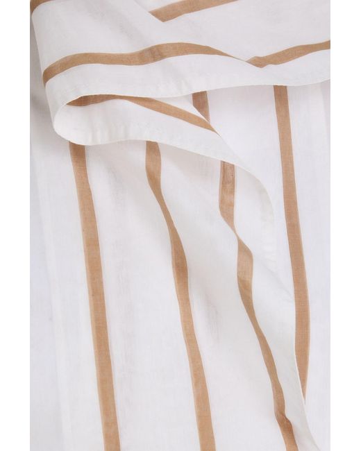 Totême White Striped Cotton And Silk-blend Organza Blouse