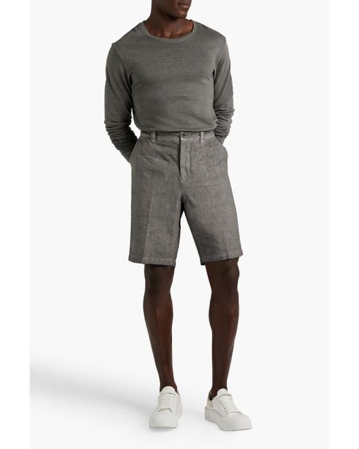 120% Lino Gray Linen Shorts for men