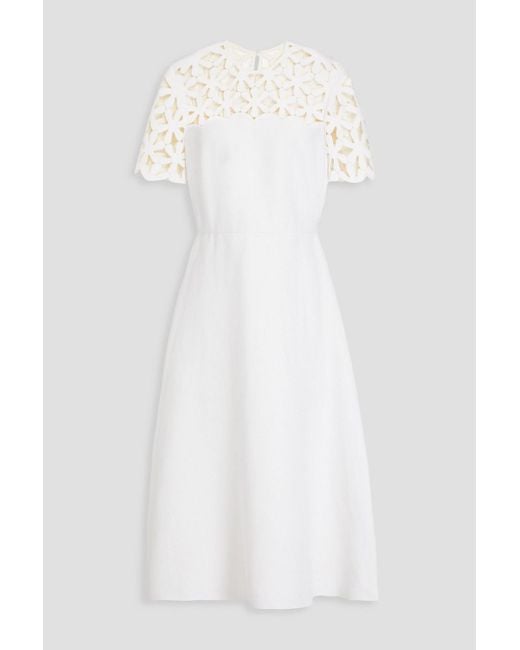 Valentino Garavani White Laser-cut Hemp Midi Dress