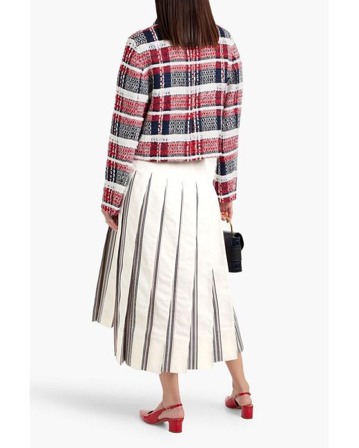 Thom Browne Red Metallic Checked Tweed Jacket