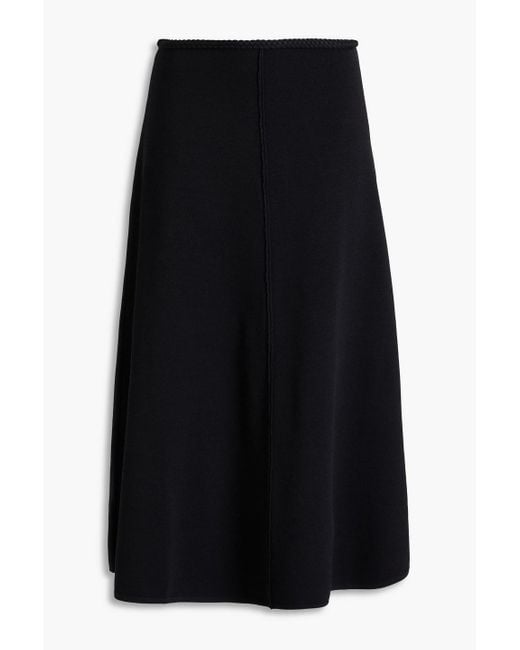 Aje. Black Petal Knitted Midi Skirt