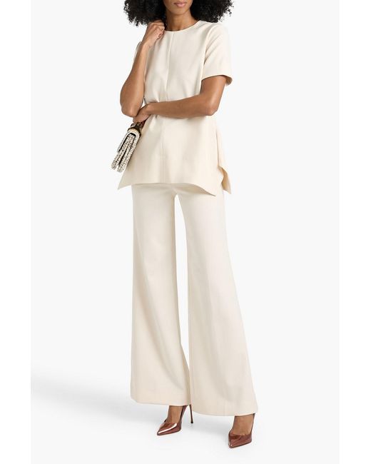 Victoria Beckham Natural Crepe Flared Pants
